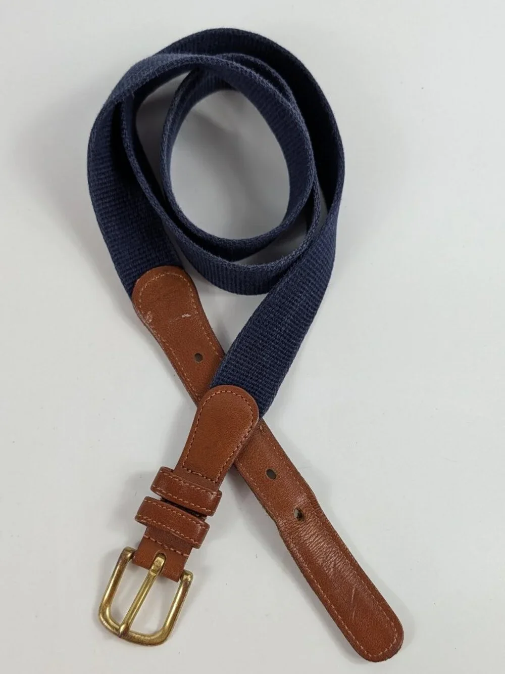 Vintage Coach Natural Linen Belt Leather Ends 44